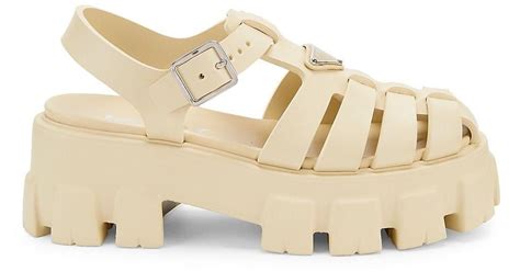 prada rubber cage platform sandals.